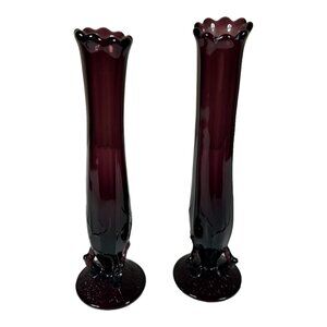 Two Dugan Amethyst Twig Vines Pedestal Vases‎